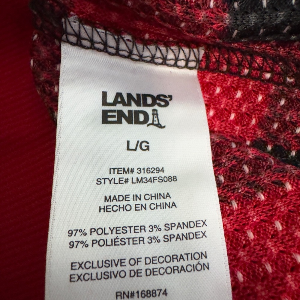 NWT LANDS END Buffalo Plaid 2pc PAJAMA SET Men’s L Soft Machine Wash Christmas - Picture 4 of 9